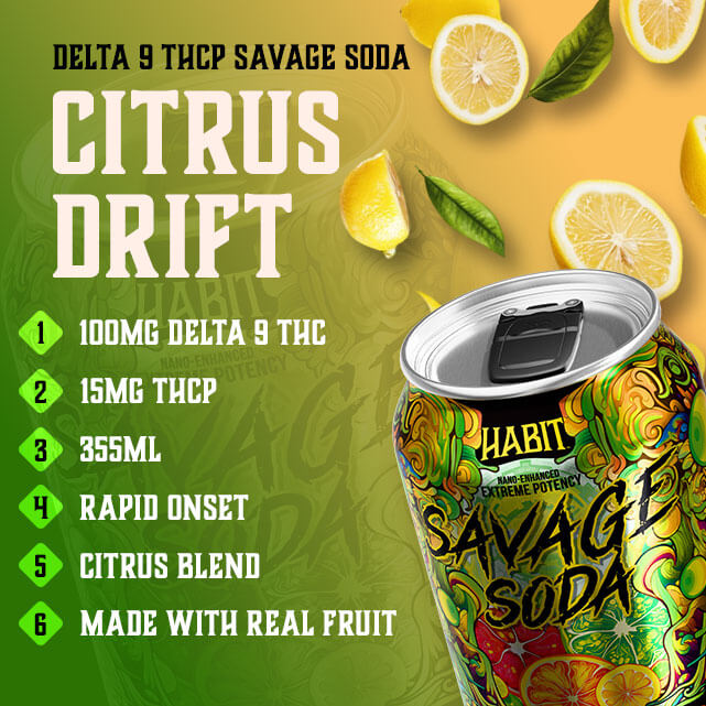 Delta 9 THC Hemp Soda - Savage Edition - Citrus Drift - Image 3